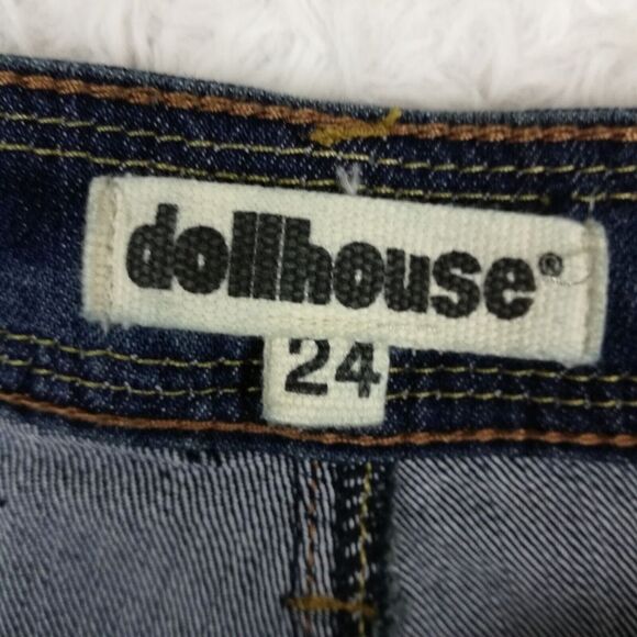 Dollhouse Womens Jeans Cropped Denim Blue Destroyed Distressed Whiskered Plus 24 - Picture 10 of 11